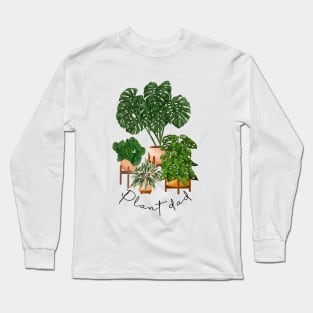Plant Dad, House Plants Collection Illustration Long Sleeve T-Shirt